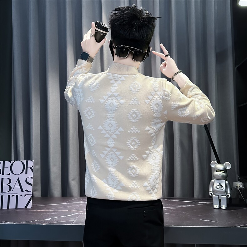 潮流民族风提花针织毛衣男社会小伙店主风301C-M109-P78控108,男装针织衫/毛衣,星座301C（原B323）
