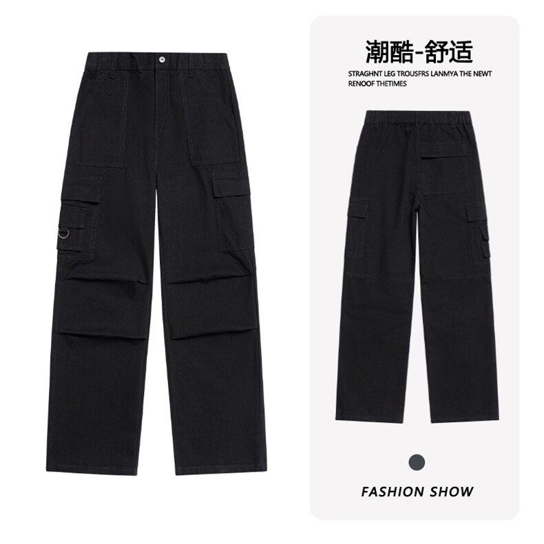 B221 美式ins高街暗黑宽松直筒洗褪工装牛仔裤LK25438-P75控98图片