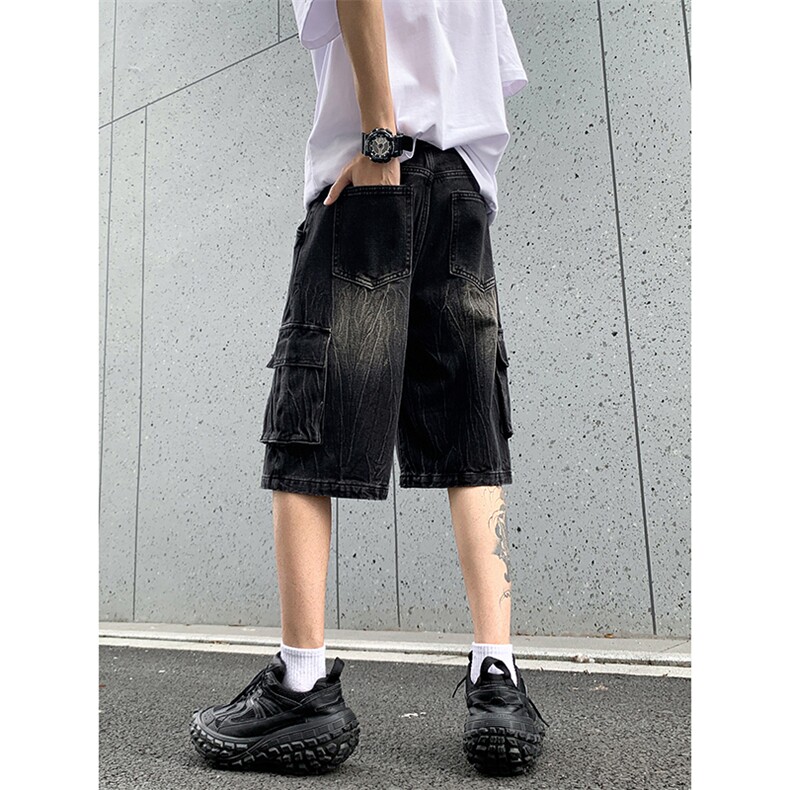 B221美式ins高街小众夏季重工艺工装牛仔短裤LK24177-P60控78,男装牛仔裤,电商B221