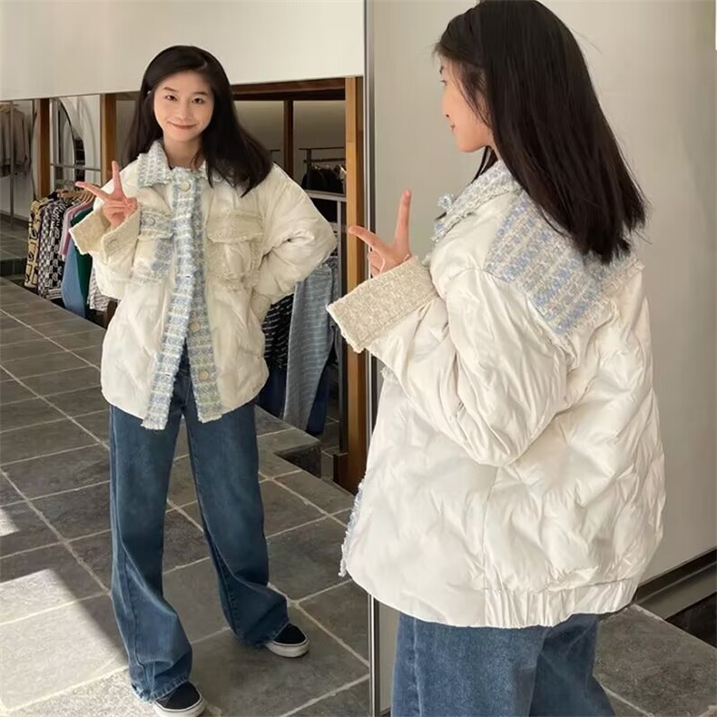 早麦稻潮牌小香风拼接棉服小众冬季加厚面包服外套潮TT367P108,男装棉衣,星座1013-5