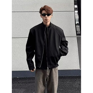 男士时尚短款立领夹克衫2025秋季百搭宽松纯色外套 JA917图片