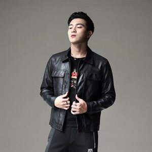 2021 秋季新款男士翻领机车皮外套 修身潮男皮衣 8117-1图片