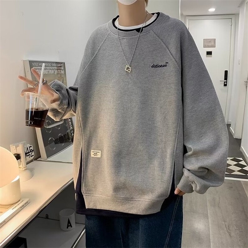 假两件卫衣男韩版潮流高街帅字母2024秋冬新款ins外套WB147-P46,女装短外套,星座412-3