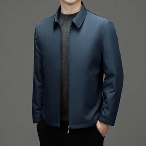 中年男士翻领纯色棉服冬季新款加厚保暖棉袄爸爸装商务休闲外套