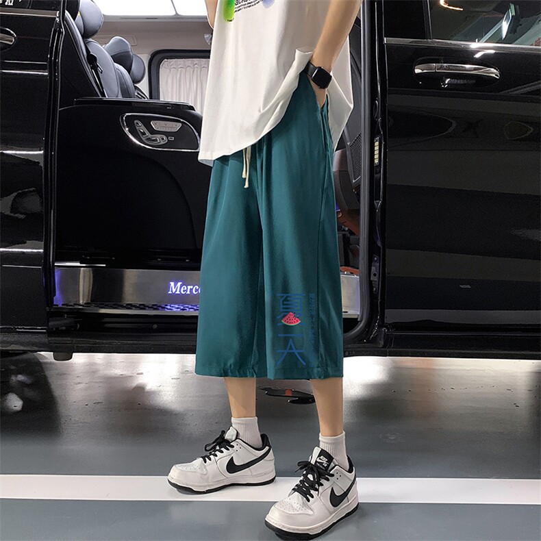 QK72192-P25冰丝七分裤男大码速干短裤男五分裤港风,男装休闲裤,电商A040