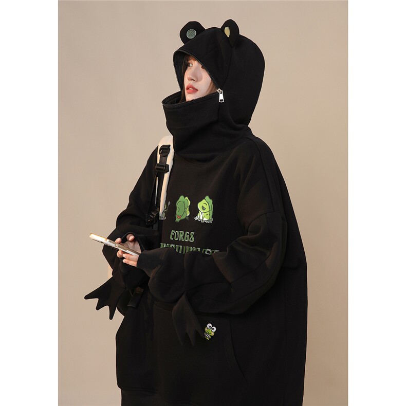 卡通青蛙拉链连帽设计开衫卫衣WY858/P88控118（加绒98控128）,男装卫衣,电商A148-1