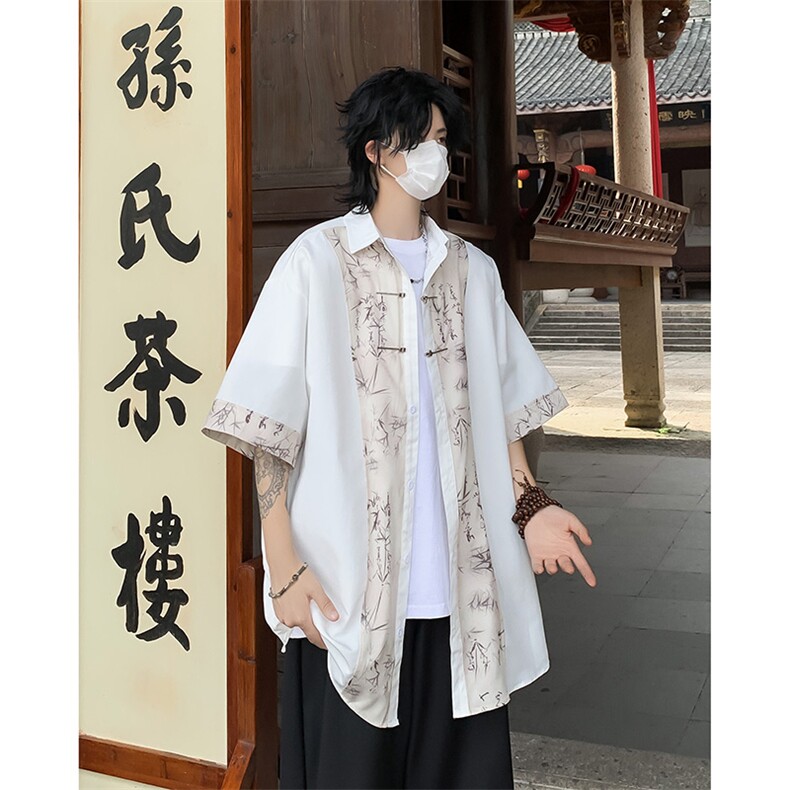 C431-P402024夏季设计感新中式短袖衬衫潮牌宽松风衬衫,男装衬衫,星座512-6