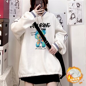 秋冬中性韩版新款宽松情侣V领休闲加绒卫衣男女潮B608P55控68，男装卫衣，电商A268