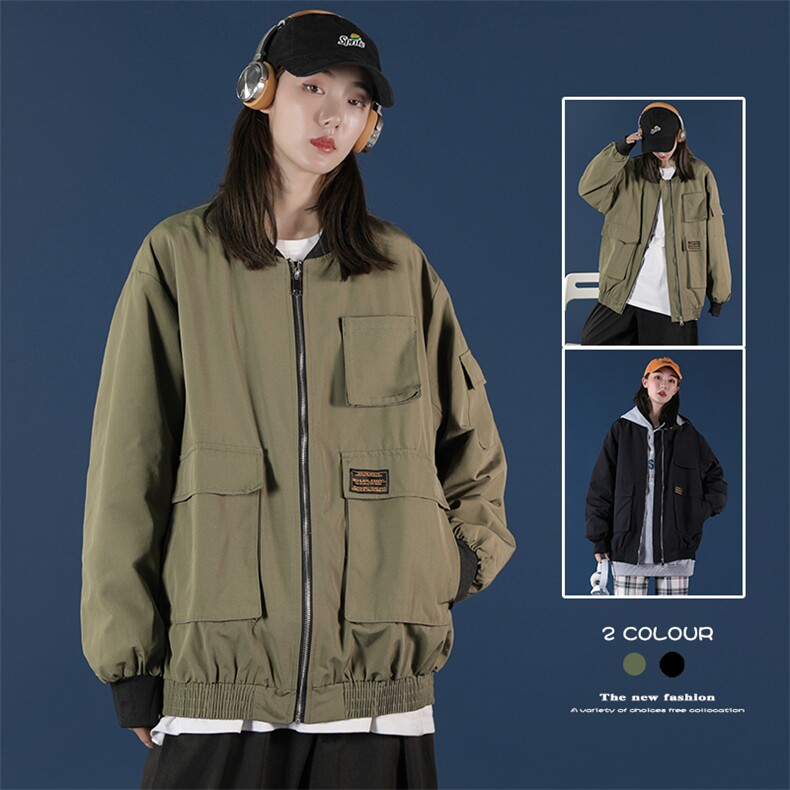2021秋季新蒙马特日系大码宽松外套棒球领男大口袋夹克潮J902-P65,男装夹克,电商A001
