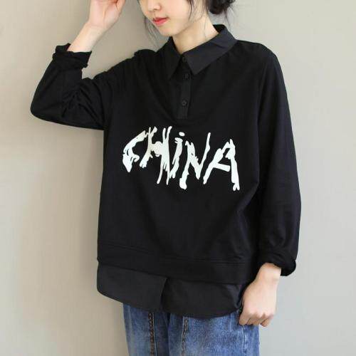 水洗针织拼接t恤，其它，平凡人生