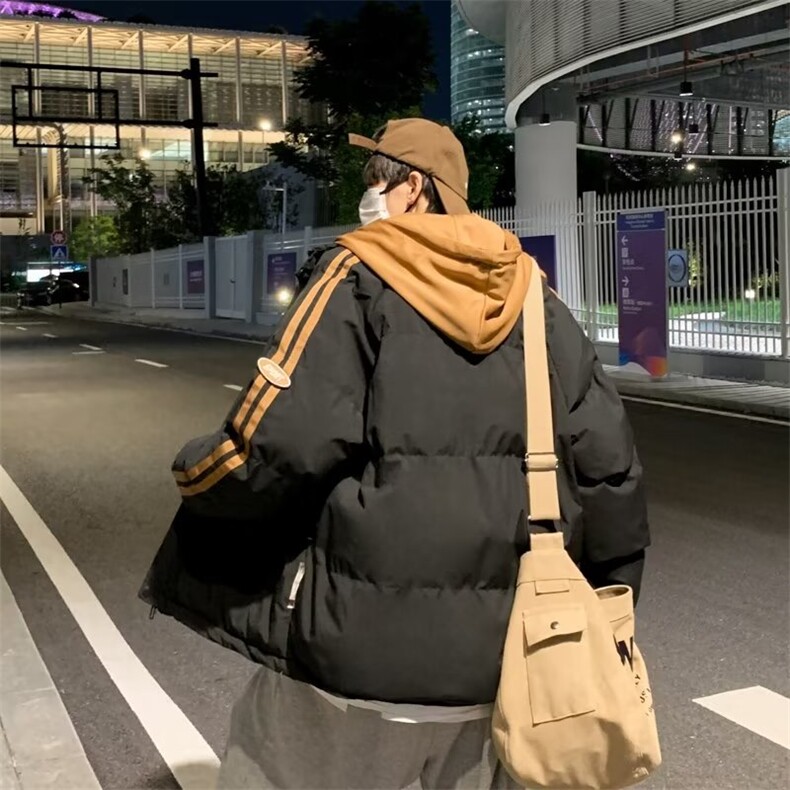 假两件棉衣男士秋冬季新款加厚连帽棉服保暖棉袄外套男FM009-P85,男装棉衣,星座1008