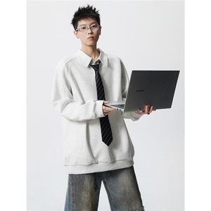 MB2525-特P38控68 100聚酯拼接polo领情侣卫衣宽松外套男图片