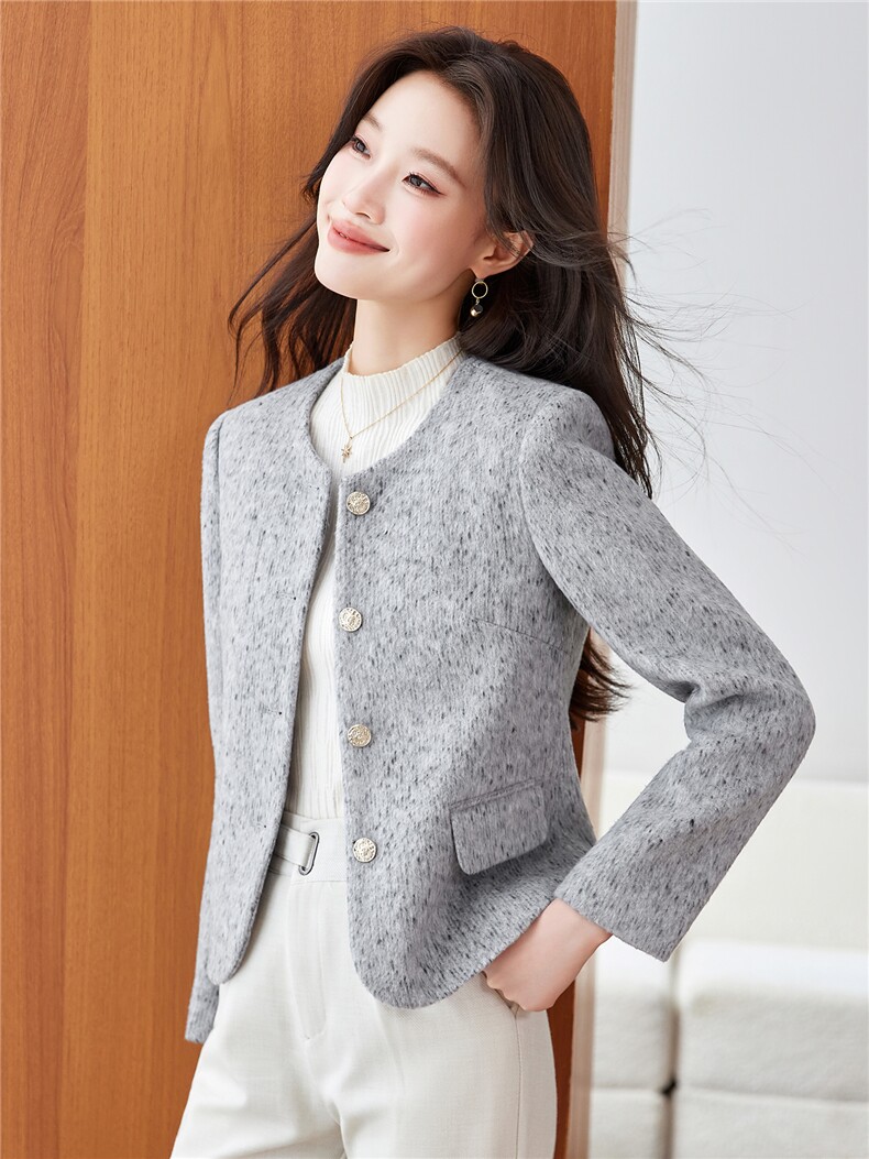 《档口现货》2026秋装新款气质毛感修身短外套西装小个子女,女装短外套,苗苗