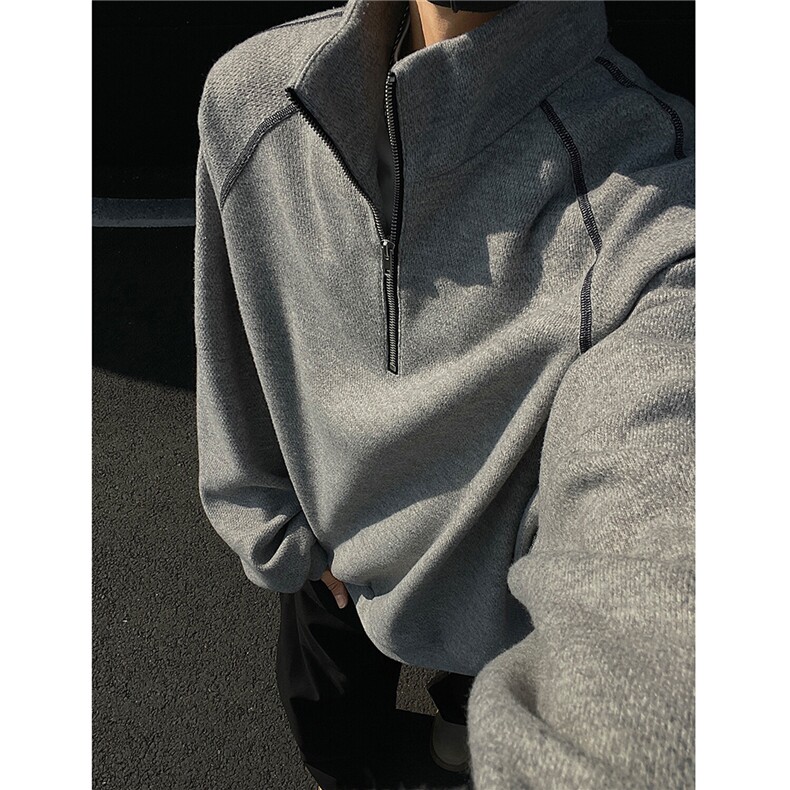 25春装高级感复古半拉高领拉链卫衣男宽松运动外套H1057特P55，男装卫衣，电商A341