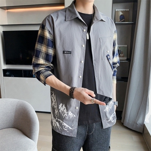 男士格子衬衫长袖秋季潮流宽松青少年休闲衬衣男寸衫DS933T图片