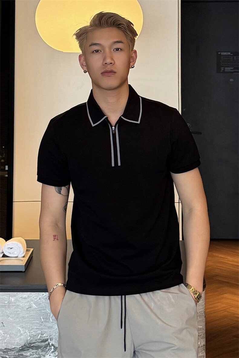2025夏季新款短袖翻领T恤高级感Polo衫2263-特P46,男装T恤,电商D342