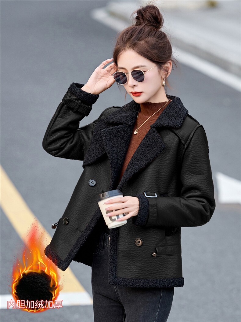 2025年冬季新款现货时尚潮流加绒保暖皮毛一体,女装皮衣,臻衣坊