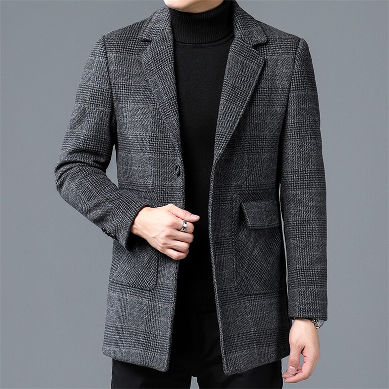 男式装2023春秋季新款商务休闲百搭西装中年纯色厚款西服外套,男装西服,电商B212（原钱塘6029）