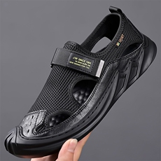 X4128-P125包头凉鞋男2024夏季新款网布休闲沙滩鞋男洞洞鞋，男鞋凉鞋，星座1407-3