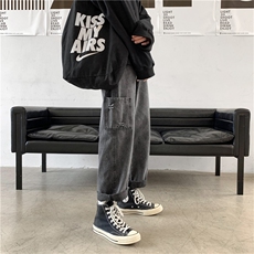 工装宽松直筒嘻哈牛仔裤大口袋INS潮牌港风休闲男女阔腿k367-p40，男装牛仔裤，星座1008