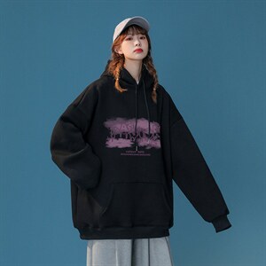 宽松中性港风卫衣男加绒加厚学生外套 X416B-1-WL121-P45 限58图片
