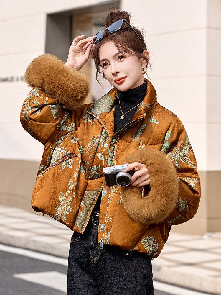 现货，现货人丝2025年冬季羽绒真狐狸毛短款加厚羽绒服,女装羽绒服,艾仟回(原伊仟回)