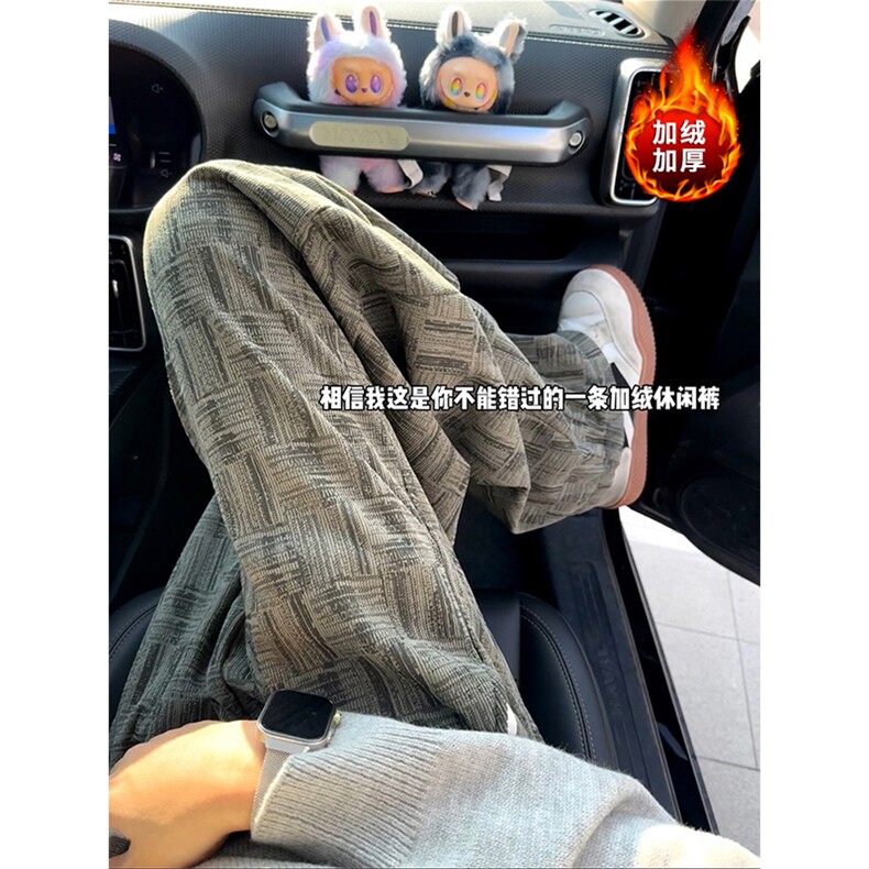 【送挂件】冬季加绒加厚格纹灯芯绒男休闲裤女 5D2020-TP4588图片