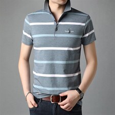 夏季新款男士翻领短袖t恤中年有领男装上衣服休闲POLO衫图片