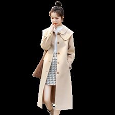 时尚单排扣韩版毛呢大衣优雅显瘦长款外套气质百搭女装，女装毛呢外套，秋水欣儿