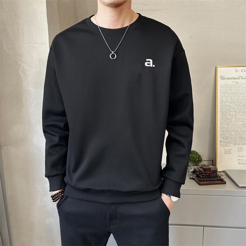 男款秋季新款圆领卫衣时尚潮流长袖套头卫T春秋打底上衣W8130-P45,男装T恤,电商A237