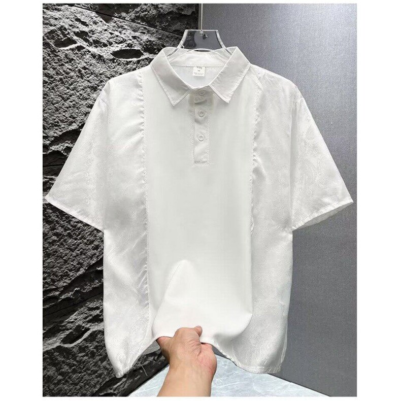 M433-P35翻领短袖polo衫男潮牌夏季t恤韩版修身潮流2025新款上衣图片