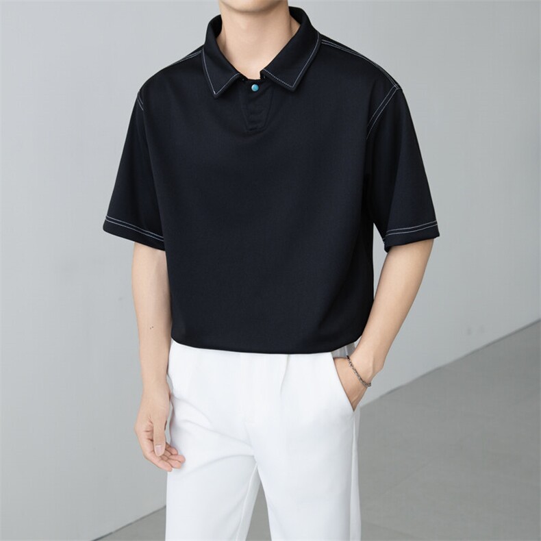 夏男翻领POLO衫拼色男休闲宽松休闲衬衣小伙A236-82570-P50,男装Polo衫,电商A236
