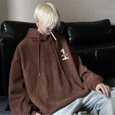 春季麂皮绒美式街头潮流多色百搭宽松连帽卫衣JK23426特批45-控78，男装卫衣，星座605(原A050)