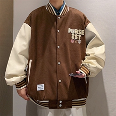 港风上衣夹克宽松落肩拼色棒球服外套JK714-P68，男装夹克，星座1204-3