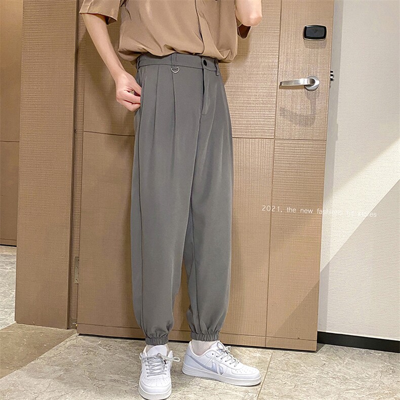 新款港风复古ins潮流时尚九分休闲裤男西裤束脚日系K1031-P35,男装休闲裤,星座512-2