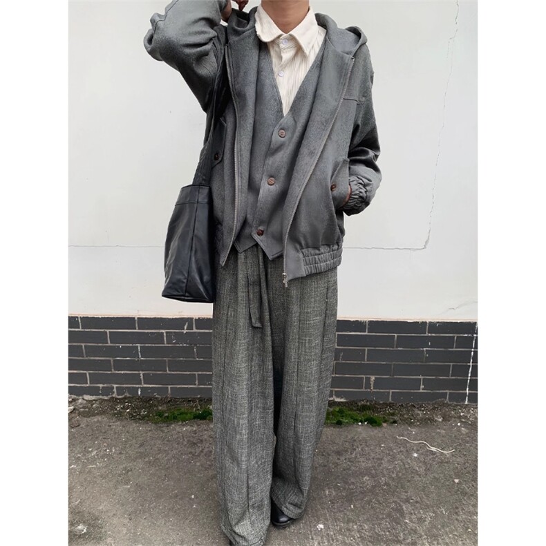 老钱风假两件V领马甲拼接短款外套西装夹克JK331特P95,男装背心/马甲,星座908-1