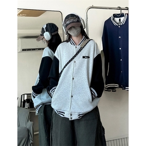 抖音得物高品质全棉 380克潮立领棒球服开衫印花卫衣外套 ACM1202图片