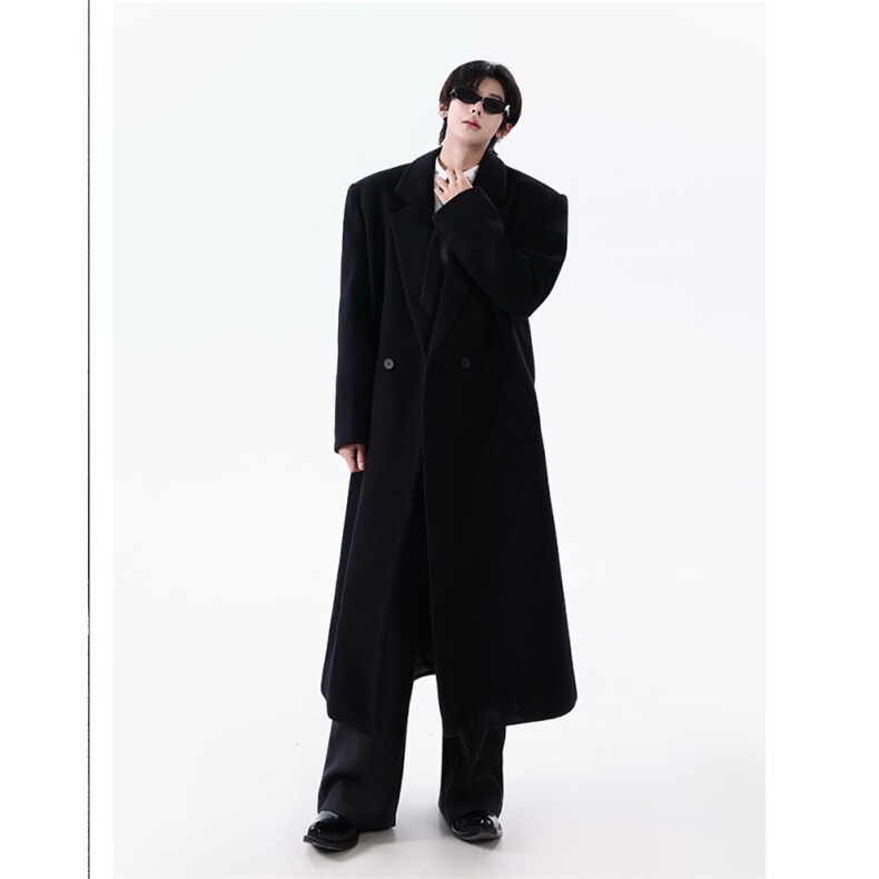 现货25秋冬男士西装领老钱风长款高品质毛呢大衣mj1083-p158,男装毛呢大衣,电商B288