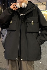 休闲拉链夹克情侣冲锋衣防风衣连帽外套JK451p75，男装夹克，电商D315