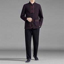 MJ7807秋季男士两件套长袖休闲套装中老年爸爸复古唐装风P180，男装民族服装，电商B360