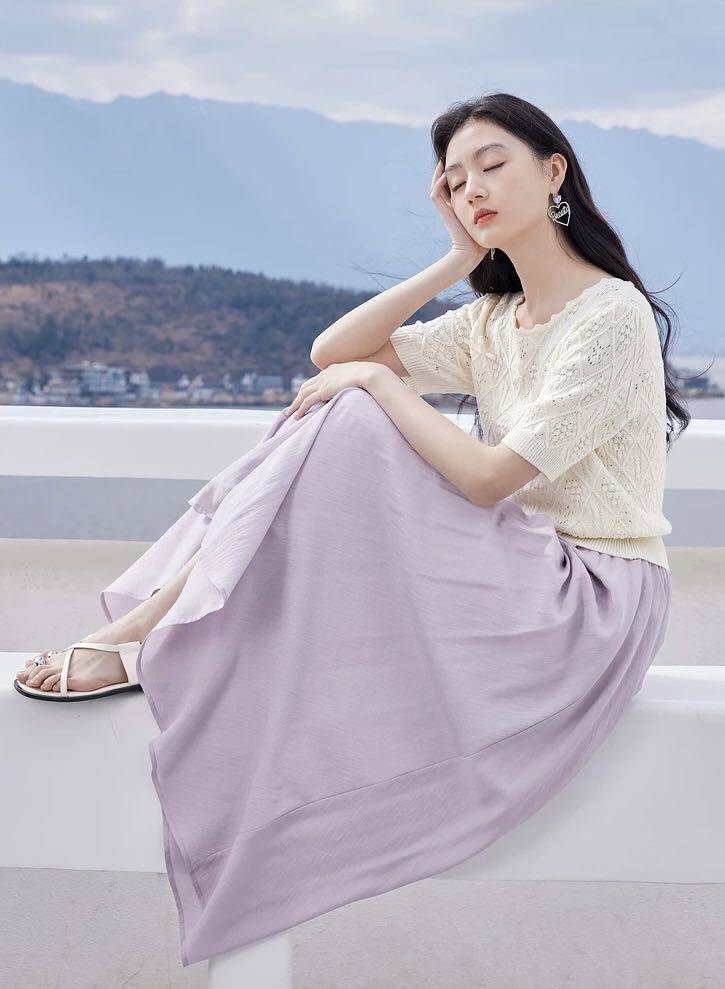 香影紫色仙女裙裤2025夏季新款垂感遮肉显瘦宽松裙裤,女装休闲裤,湘姗