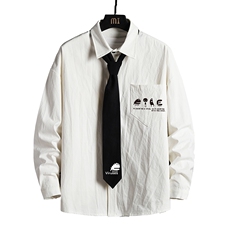 LC42109-P45加绒款P55痞帅领带长袖衬衫男士大码dk制服男jk网格，男装衬衫，电商A040A