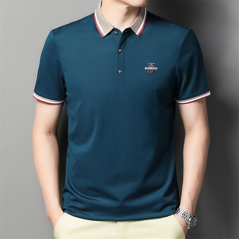 夏季新款男士翻领短袖t恤中年有领男装上衣服休闲POLO衫图片