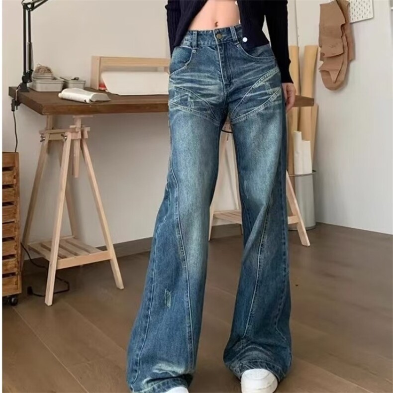 牛仔裤男女韩版潮流做旧帅气百搭直筒2025春季ins长裤RK2519-P40,男装牛仔裤,星座412-1