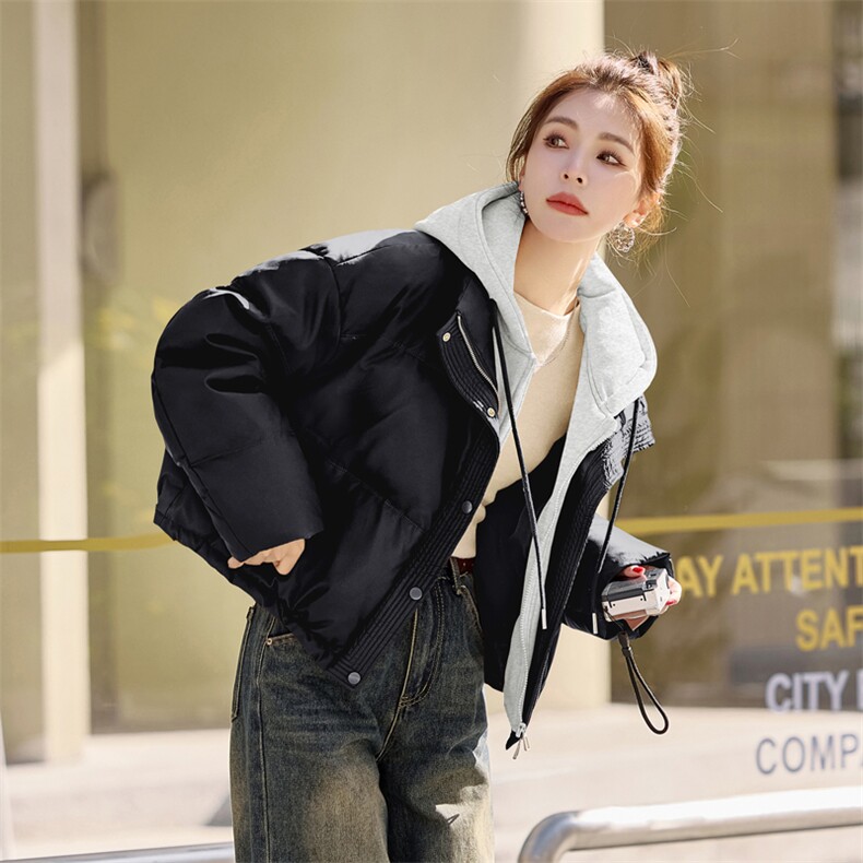 欧货白鸭绒羽绒服女短款2025新款宽松PU蛋白皮免洗冬外套高级感爆,女装羽绒服,意芙