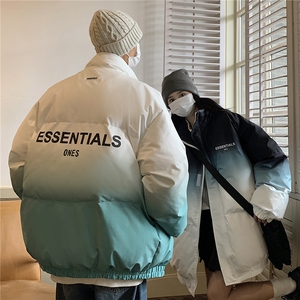 港风情侣 渐变色情侣装男装棉衣宽松棉服冬装加厚外套G1036 P128图片