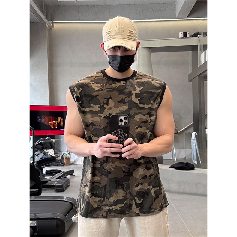 高级感休闲运动迷彩无袖背心舒适柔软军旅风迷彩上衣HY572TP28，男装背心/马甲，电商A102B