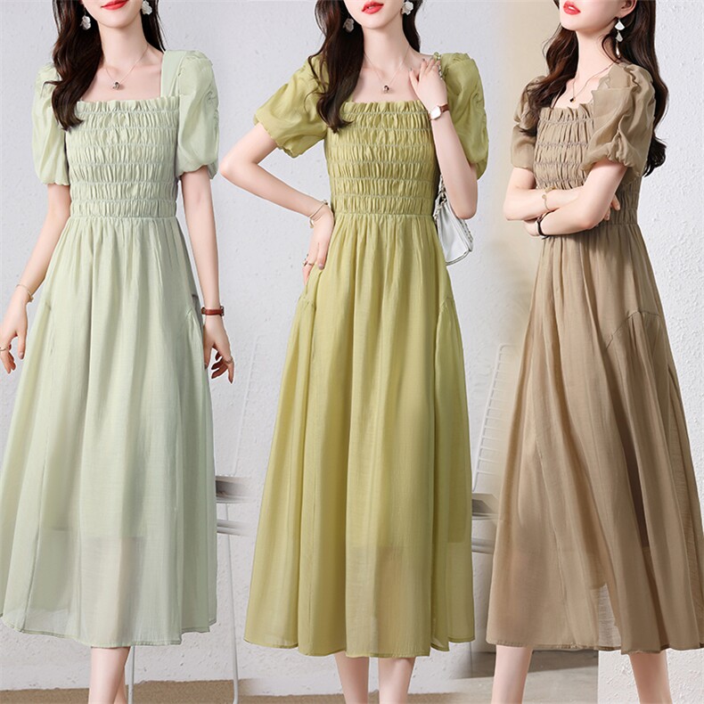 2023年夏季时尚新款法式温柔收腰连衣裙，女装连衣裙，鑫鑫美