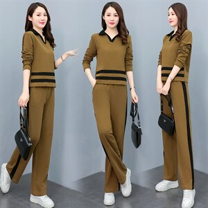 韩版时尚气质休闲套装女秋季新款长袖显瘦两件套运动服图片