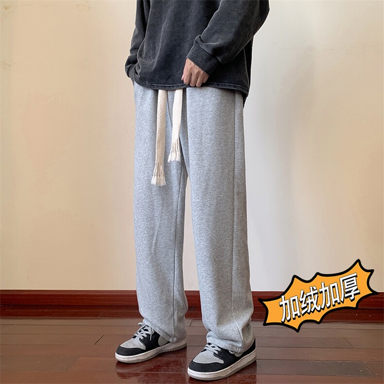 情侣百搭编织抽绳休闲裤男大码宽松拖地裤K261*P26加绒30控58,男装休闲裤,星座227-2